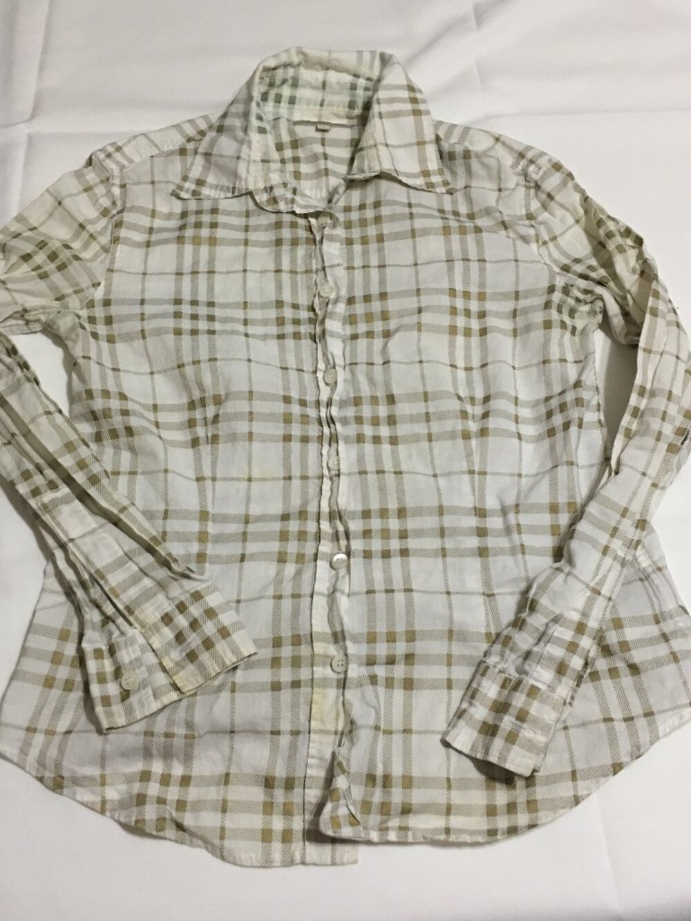 BURBERRY LONDON Womens Small Long Sleeve Button Shirt Plaid Preppy